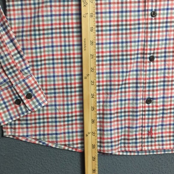 Johnnie-O Shirt Men's L Malibu Red Plaid Todd Hangin' Out Long Sleeve Button Up - Picture 5 of 11